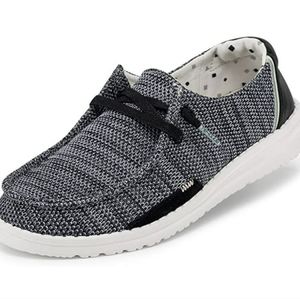 Hey Dude Wendy Canvas Black Women's Lightweight Casual Shoes Slip On Sz 8.5